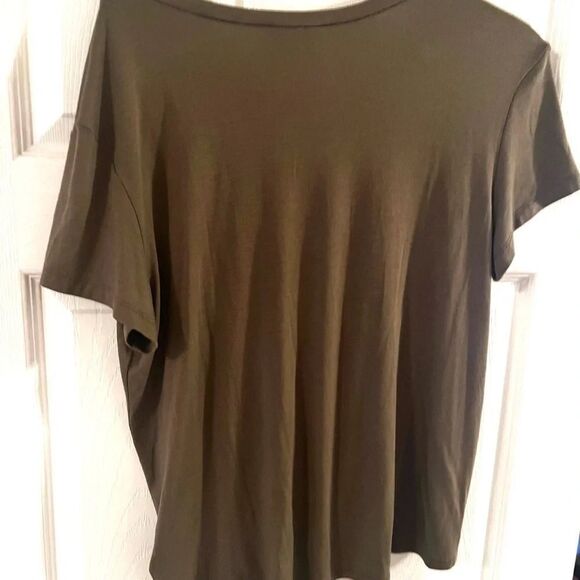 Express Army Green Tie Front Tee Short Sleeve Top y’all nwt large - Picture 6 of 8